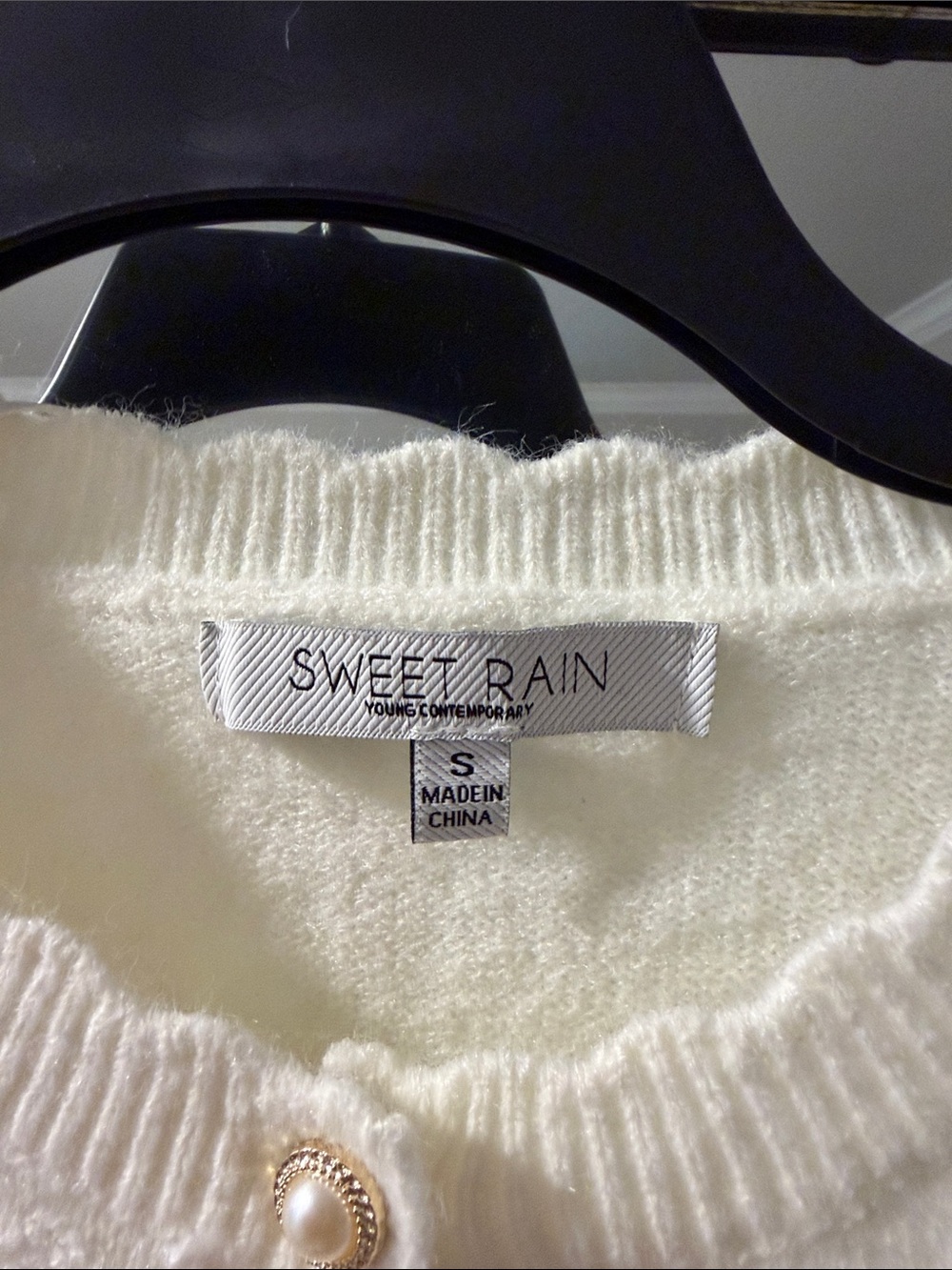 Sweet Rain Cream Button-Front Drawstring Cardigan - Picture 2 of 5